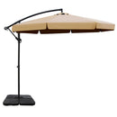 3M Umbrella with 50x50cm Base Outdoor Umbrellas Cantilever Patio Sun Beach UV Beige