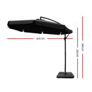 3M Umbrella with 50x50cm Base Outdoor Umbrellas Cantilever Patio Sun Beach UV Black