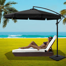 3M Umbrella with 50x50cm Base Outdoor Umbrellas Cantilever Patio Sun Beach UV Black