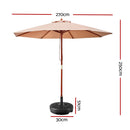 2.7M Umbrella with Base Outdoor Pole Umbrellas Garden Stand Deck Beige