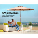 2.7M Umbrella with Base Outdoor Pole Umbrellas Garden Stand Deck Beige
