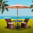 2.7M Umbrella with Base Outdoor Pole Umbrellas Garden Stand Deck Beige