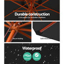 2.7M Umbrella with Base Outdoor Pole Umbrellas Garden Stand Deck Black