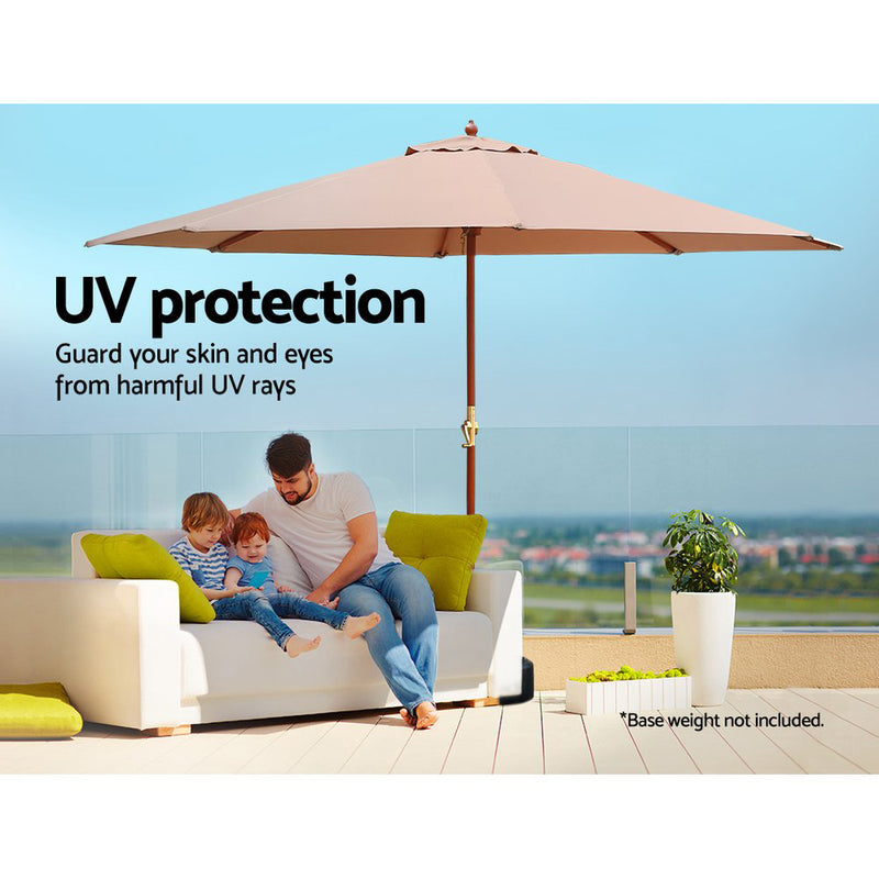 3M Outdoor Pole Umbrella Cantilever Stand Garden Umbrellas Patio Beige