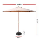 Outdoor Umbrella Pole Umbrellas 3M with Base Garden Stand Deck Beige