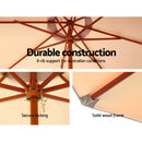 Outdoor Umbrella Pole Umbrellas 3M with Base Garden Stand Deck Beige