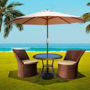 Outdoor Umbrella Pole Umbrellas 3M with Base Garden Stand Deck Beige