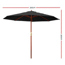 3M Outdoor Pole Umbrella Cantilever Stand Garden Umbrellas Patio Black