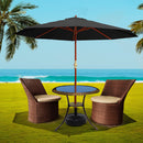 3M Umbrella with Base Outdoor Pole Umbrellas Garden Stand Deck Black