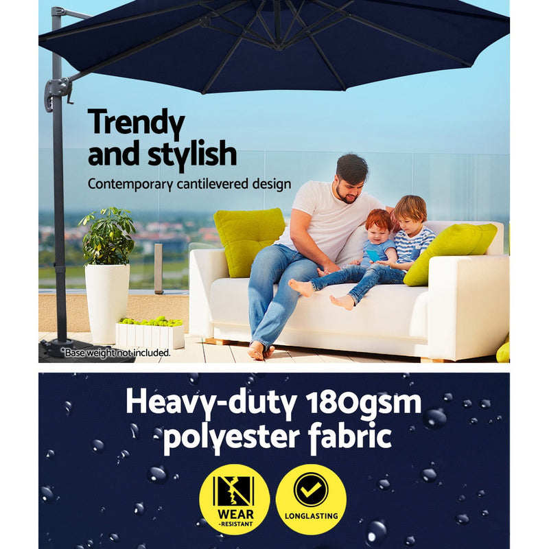 3M Roma Outdoor Furniture Garden Umbrella 360 Degree Navy