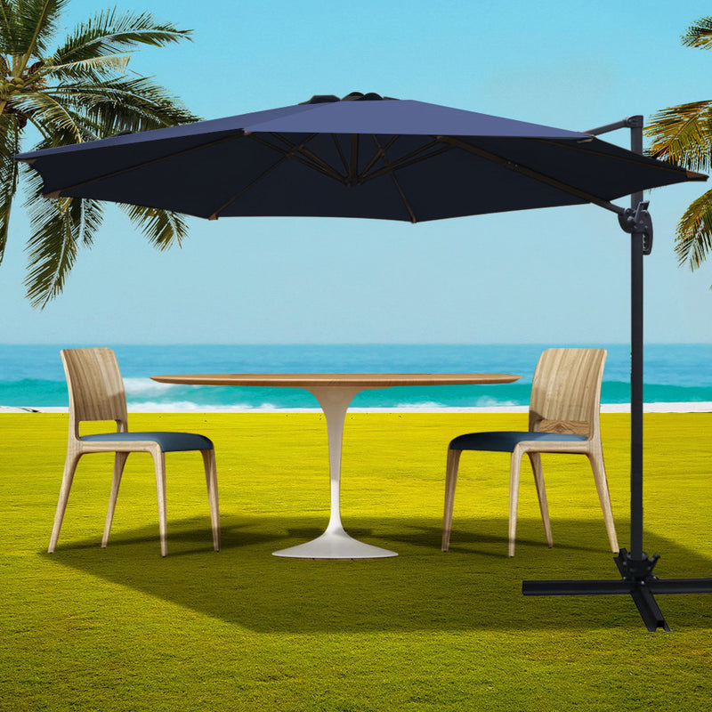 3M Roma Outdoor Furniture Garden Umbrella 360 Degree Navy