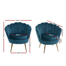 Armchair Lounge Chair Accent Retro Armchairs Lounge Shell Velvet Navy
