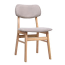 Set of 2 Dining Chairs Retro Replica Kitchen Cafe Wood Chair Fabric Pad Beige