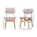Set of 2 Dining Chairs Retro Replica Kitchen Cafe Wood Chair Fabric Pad Beige