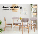 Set of 2 Dining Chairs Retro Replica Kitchen Cafe Wood Chair Fabric Pad Beige