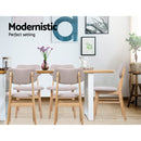 Set of 2 Dining Chairs Retro Replica Kitchen Cafe Wood Chair Fabric Pad Beige