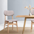 Set of 2 Dining Chairs Retro Replica Kitchen Cafe Wood Chair Fabric Pad Beige