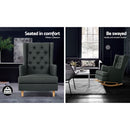 Rocking Armchair Feeding Chair Fabric Armchairs Lounge Recliner Charcoal