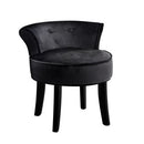 Velvet Vanity Stool Backrest Stools Dressing Table Chair Makeup Bedroom Black