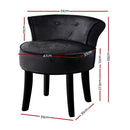 Velvet Vanity Stool Backrest Stools Dressing Table Chair Makeup Bedroom Black