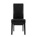 Set of 2 Dining Chairs French Provincial Kitchen Cafe PU Leather Padded High Back Pine Wood Black