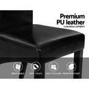 Set of 2 Dining Chairs French Provincial Kitchen Cafe PU Leather Padded High Back Pine Wood Black