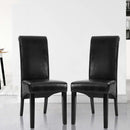 Set of 2 Dining Chairs French Provincial Kitchen Cafe PU Leather Padded High Back Pine Wood Black