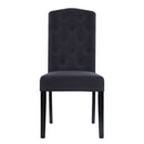 Set of 2 Dining Chairs French Provincial Kitchen Cafe Fabric Padded High Back Pine Wood Grey