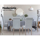 2x Dining Chairs French Provincial Kitchen Cafe Fabric Padded High Back Pine Wood Light Grey