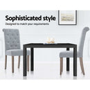 2x Dining Chairs French Provincial Kitchen Cafe Fabric Padded High Back Pine Wood Light Grey