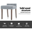 2x Dining Chairs French Provincial Kitchen Cafe Fabric Padded High Back Pine Wood Light Grey