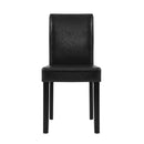 Set of 2 Dining Chairs PU Leather Padded High Back Wood Cafe Kitchen Black