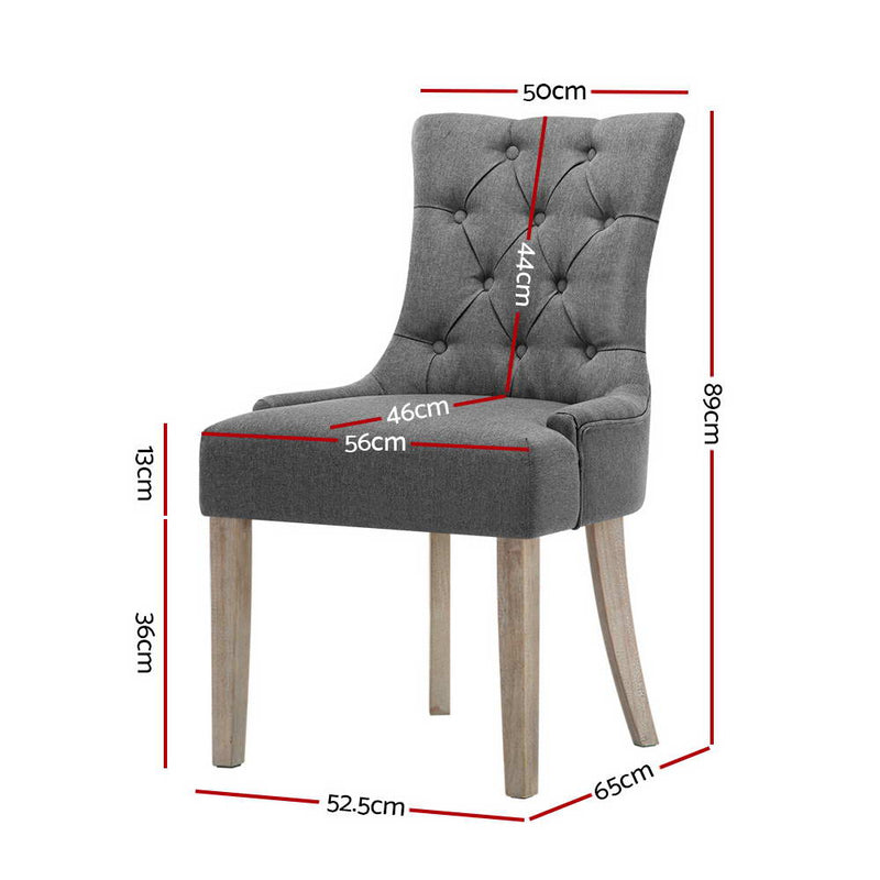 Set of 2 Dining Chair CAYES French Provincial Chairs Wooden Fabric Retro Cafe