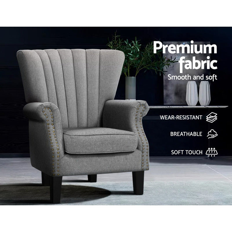 Upholstered Fabric Armchair Accent Tub Chairs Modern seat Sofa Lounge Grey
