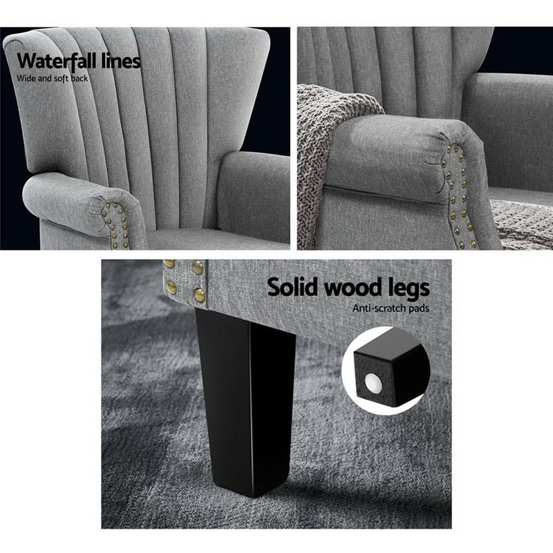 Upholstered Fabric Armchair Accent Tub Chairs Modern seat Sofa Lounge Grey