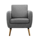 Lounge Chair Armchair with Ottoman Tub Accent Sofa Linen Fabric Grey