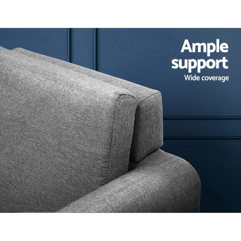 Lounge Chair Armchair with Ottoman Tub Accent Sofa Linen Fabric Grey