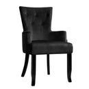 Dining Chairs French Provincial Chair Velvet Fabric Timber Retro Black