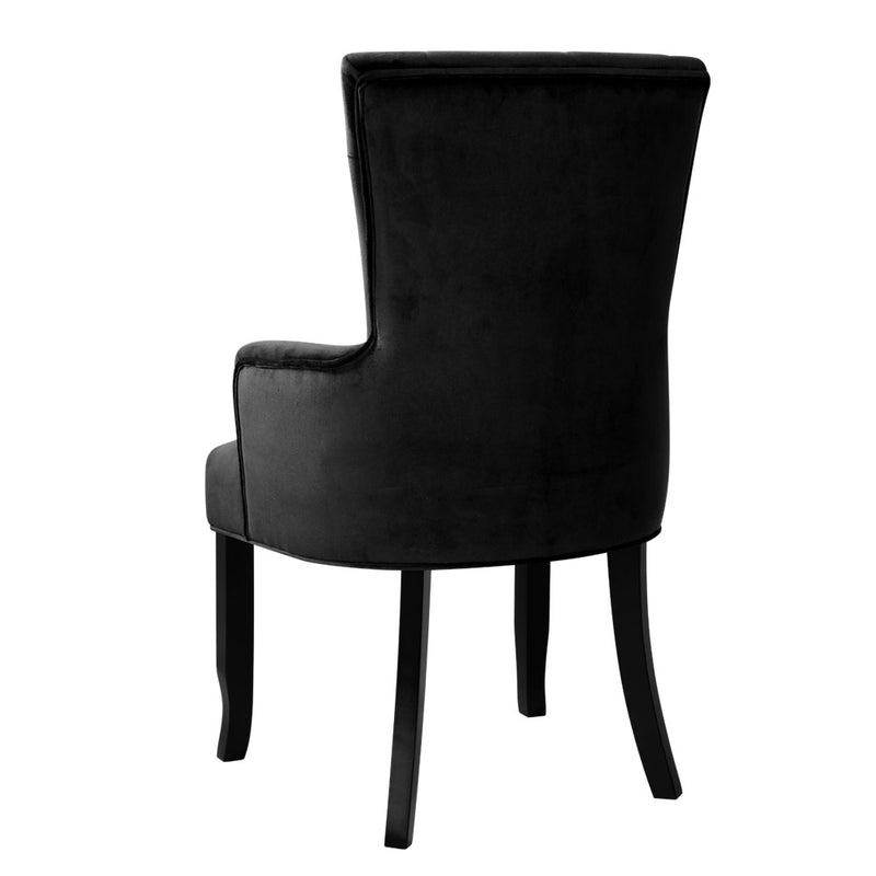 Dining Chairs French Provincial Chair Velvet Fabric Timber Retro Black