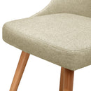 Set of 2 Replica Dining Chairs Beech Wooden Timber Chair Kitchen Fabric Beige