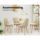 Set of 2 Replica Dining Chairs Beech Wooden Timber Chair Kitchen Fabric Beige