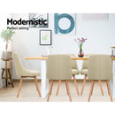 Set of 2 Replica Dining Chairs Beech Wooden Timber Chair Kitchen Fabric Beige