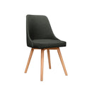 Set of 2 Replica Dining Chairs Beech Wooden Chair Cafe Kitchen Fabric Charcoal