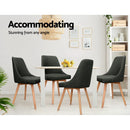 Set of 2 Replica Dining Chairs Beech Wooden Chair Cafe Kitchen Fabric Charcoal