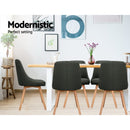 Set of 2 Replica Dining Chairs Beech Wooden Chair Cafe Kitchen Fabric Charcoal