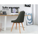 Set of 2 Replica Dining Chairs Beech Wooden Chair Cafe Kitchen Fabric Charcoal