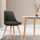Set of 2 Replica Dining Chairs Beech Wooden Chair Cafe Kitchen Fabric Charcoal