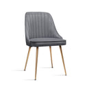 Set of 2 Dining Chairs Retro Chair Cafe Kitchen Modern Iron Legs Velvet Grey