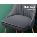 Set of 2 Dining Chairs Retro Chair Cafe Kitchen Modern Iron Legs Velvet Grey