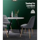 Set of 2 Dining Chairs Retro Chair Cafe Kitchen Modern Iron Legs Velvet Grey